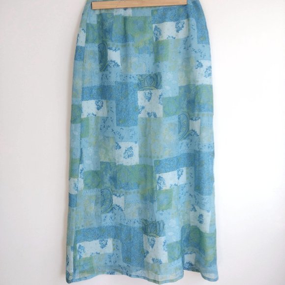 Point Zero Nicole Benisti Vintage Patchwork Pattern Midi Skirt - Picture 1 of 5